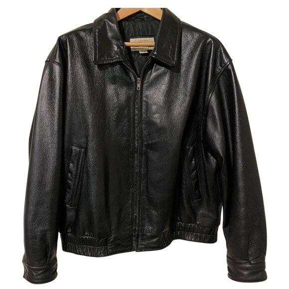 Vintage St. John's Bay Genuine Leather Men's Bomber Jacket Quilted Size XL - Picture 1 of 14